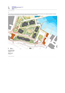 Situasjonsplan som viser tomt, bygninger, veier og infrastruktur i et område.