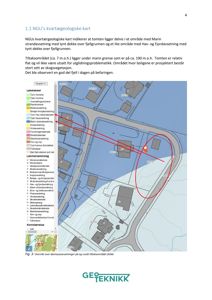 Kart over kvartærgeologiske løsmasseforhold (NGU-kart) med overlag av bygningsspor og tomt.
