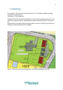 Kart over tomt med eksisterende bygninger og arealoppdelinger