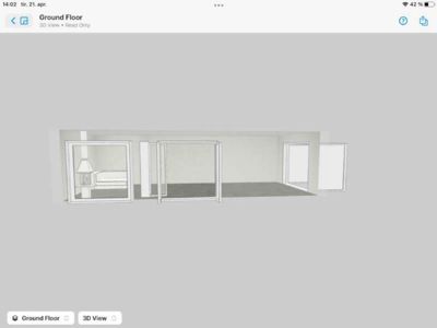 3D-visualisering av etasjens innredning og romoppdeling (Ground Floor).