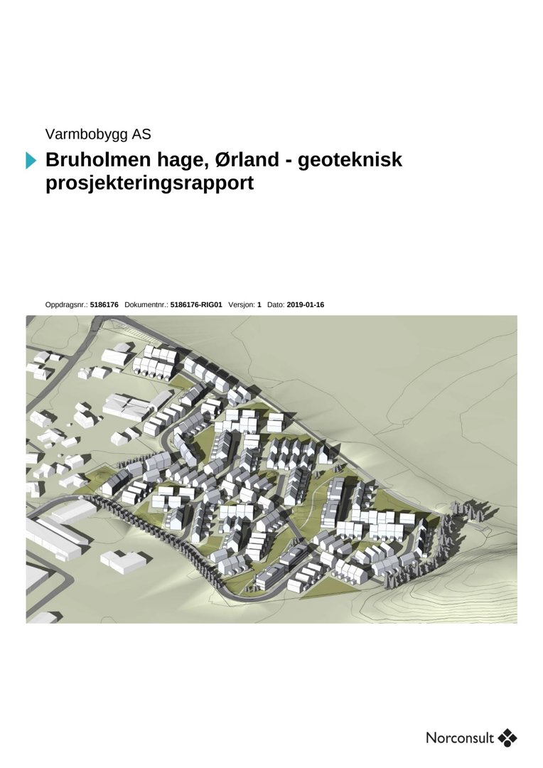 Fotografi av en 3D-modell eller rendering som viser et boligområde (Bruholmen hage) sett fra en vinkel.