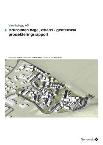 Fotografi av en 3D-modell eller rendering som viser et boligområde (Bruholmen hage) sett fra en vinkel.