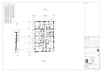 Etasjeplan (Bygg 4 Plan 02) som viser romfordeling, veggposisjon og romnummer.
