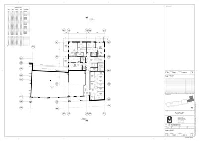 Etasjeplan (Bygg 4 Plan 01) som viser romfordeling, veggposisjon og romareal.