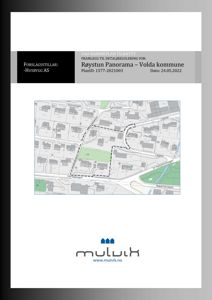 Situasjonsplan som viser tomtens plassering i forhold til nabolaget, veier og eksisterende bygninger.