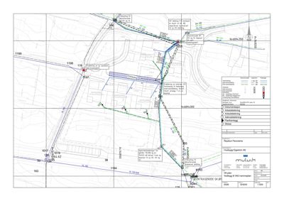 Situasjonsplan som viser eiendomsforhold, grenser, eksisterende og planlagt infrastruktur (veier, ledninger) samt bygningers plassering.