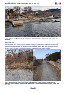 Fotografier av et kystområde med erosjon, en terrasse og en forstøtningsmur.