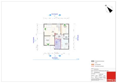 Etasjeplan (1. etasje) som viser romfordeling, mål og orientering.