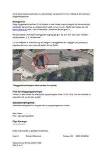 Flyfoto av en bygning med en rød sirkel rundt en tilbygg eller utvidelse.