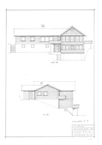 Tegning som viser fasadeopprikk (Nord og Syd) av en bygning.