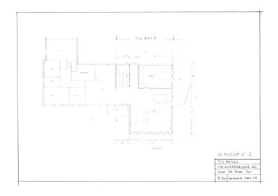 Etasjeplan (VEDLEGG E-2) som viser romfordeling, dimensjoner og innredning for et hus.
