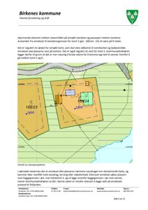 Utsnitt av situasjonsplan som viser tomtene 168/23 og 168/24, byggegrenser, vanndrag og avstandsmålinger.