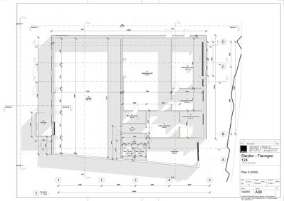 Etasjeplan (Plan 0) som viser romfordeling, dimensjoner og areal for et hus.