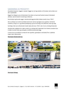 Fotografi av eksisterende hus og nybyggeri med tekstbeskrivelse over og under.