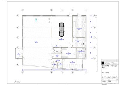Etasjeplan (Plan 0) som viser romfordeling, dimensjoner og plassering av møbler for en bolig.