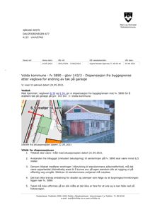 Situasjonsplan som viser bygningens plassering i forhold til naboeiendom og veggrense.