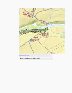 Et kart som viser et område med veier, bebyggelse og topografi.