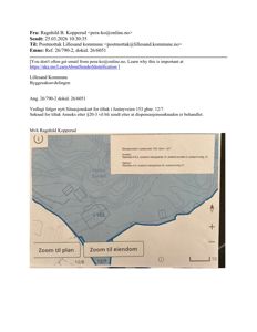 Situasjonsplan for tomt i Justøyveien 153, som viser topografi, nabogranser og eiendomsnummer.