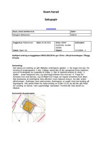 Kartutsnitt situasjonsplan som viser tomtens form, høydeforhold (konturlinjer) og bygningens plassering.