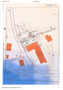 Situasjonsplan som viser tomtens beliggenhet, naboeiendommer (nr. 54, 55, 56, 57), veier og planlagt nybygning med boligareal og carport.