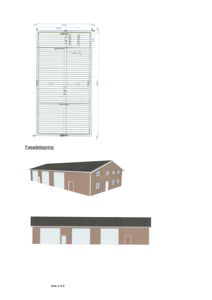 Bildet viser en fasadetekning med etasjeplan øverst, en 3D-visualisering av fasaden midt i, og en 2D-fasadeutsnitt nederst.