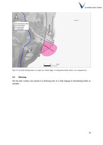 Kart over et område med overlagte data om undersøkelsesområde, kritisk skråning, løseområde og marin grense.
