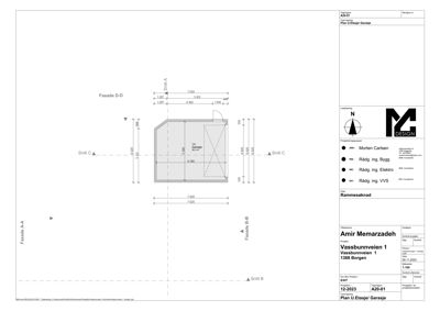 Etasjeplan for Plan 1.Etasje/ Garasje med romfordeling og dimensjoner.