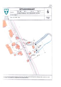 Situasjonskart som viser eiendomsgranser, bygningers plassering i forhold til veier og naboeiendommer.