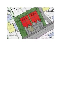 Situasjonsplan som viser tomtens grenser, bygningers plassering, arealer (BYA, BUA) og parkeringsplasser.