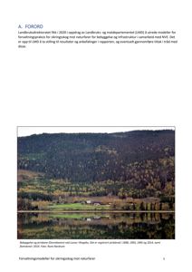 Fotografi av en landsby ved en innsjø (Dovrebanen ved Losna i Ringebru) med tekst om jordskred og flomskred.