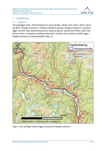 Kart over Ringebu kommune som viser topografi, veier og nabolag. Et lilla felt markerer den kartlagte tomten.