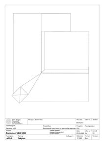 Takplan (takets plan) som viser romfordeling og vegger på taknivå.
