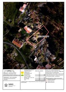 Et kart over eiendom 103/184/0 med arealdata, markslag og bakgrunnsfoto.