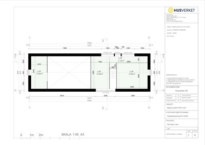 Etasjeplan (Loft) med romfordeling, mål og arealoppdeling.