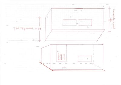 En håndtegnet etasjeplan (innvendig mål) som viser romfordeling, vinduer og dimensjoner for en bygning.