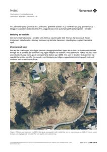 Et flyfoto over et område med en dam, tatt i 2021.