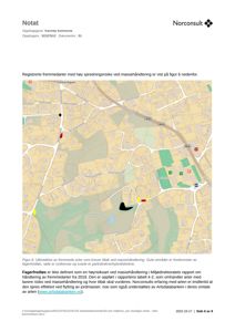 Et kart som viser utbredelse av fremmede arter i Veavågen-området, med fargekodet informasjon om risikogrupper.