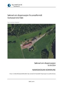Bildet viser et flyfoto eller et kart over et område med en bygning markert med en rød sirkel. Dette er en situasjonsplan eller et kart som viser bygningens plassering i forhold til omgivelsene.