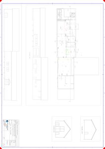 Bildet viser en tegning med fasadeopprikk (f.eks. 'Fasade øst', 'Fasade vest') og en situasjonsplan for en bygning.