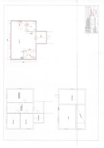 Plantegning som viser romfordeling og dimensjoner for et eller flere etasjer av en bygning.