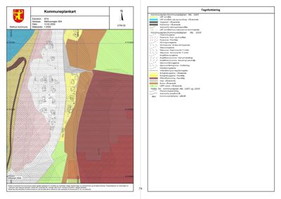 Kommuneplanarkart som viser arealbruk og bygningsplassering i et område.