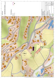Situasjonsplan som viser tomtens plassering i forhold til nabolaget, veier og eiendomsgrenser.