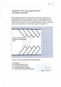 Tegning som viser dimensjoner og krav for utendørs parkeringsanlegg for bil, inkludert vinkler, bredder og lengder.