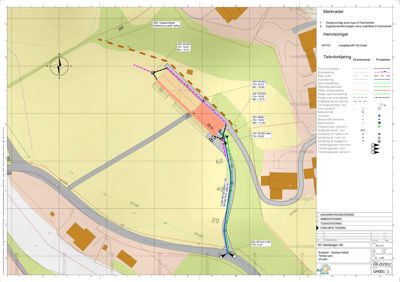Situasjonsplan som viser tomtens beliggenhet i forhold til nabolag, veier og terrengforhold.