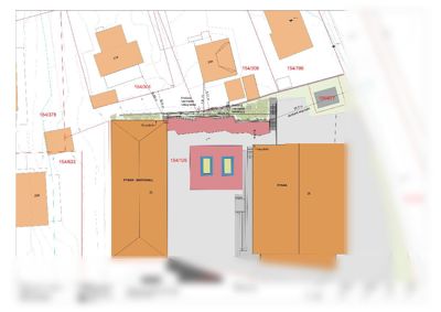 Situasjonsplan som viser tomtens grenser, nabobebyggelse, avstandskrav og plassering av nybygg.