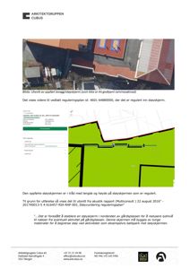 Et luftfoto eller satellittbilde som viser en eksisterende støy-skjerm (oppført avvegg/støyskjerm) sett fra oven, med omgivende bebyggelse og terreng.