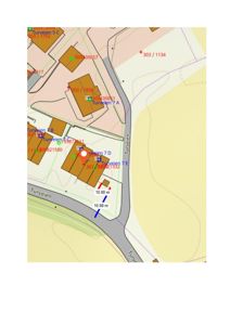 Situasjonsplan som viser tomtens plassering i forhold til nabolag, veier (Turveien) og høydemål.