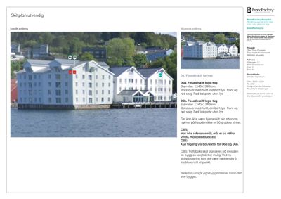 Fotografi av en hvit bygning med skilt på fasaden, tatt fra en vinkel som viser både bygningen og omgivelsene.