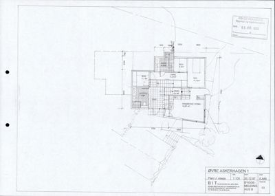 Etasjeplan (Plan U) for bygningen Øvre Askerhagen 1, som viser romfordeling, mål og areal.