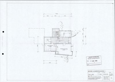 Etasjeplan (plan u.etg.) for en bolig i Øvre Askerhagen 1, som viser romfordeling, mål og areal.